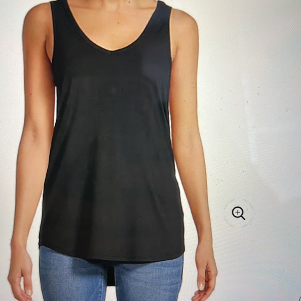 Cynthia Rowley Black Tank Top Loose Scoop Neck Long Black Women’s Meidum